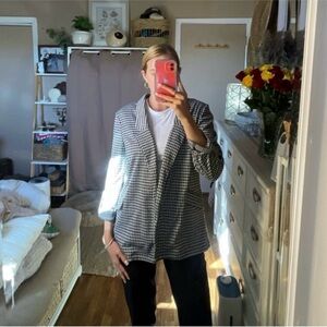 Revamped houndstooth black and white blazer
